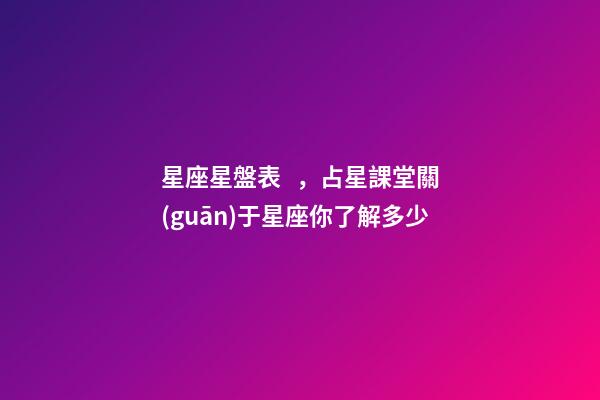 星座星盤表，占星課堂關(guān)于星座你了解多少-第1張-觀點-玄機派